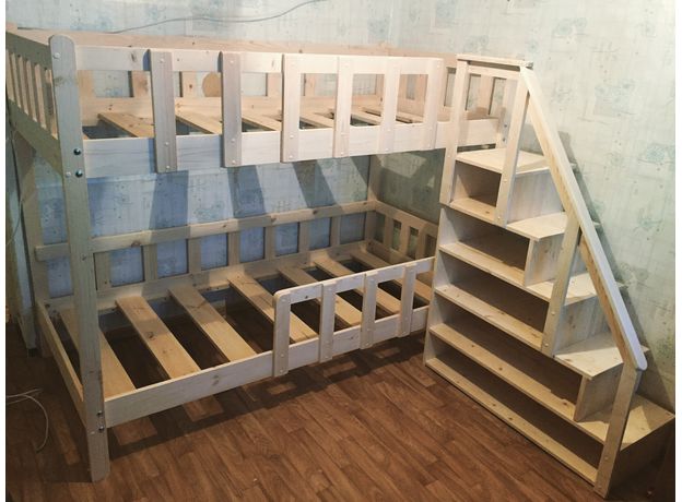 КупитьКровать двухъярусная - Комфорт (лестница стеллаж), Размер спального места: 70х160, изображение 5в интернет магазине